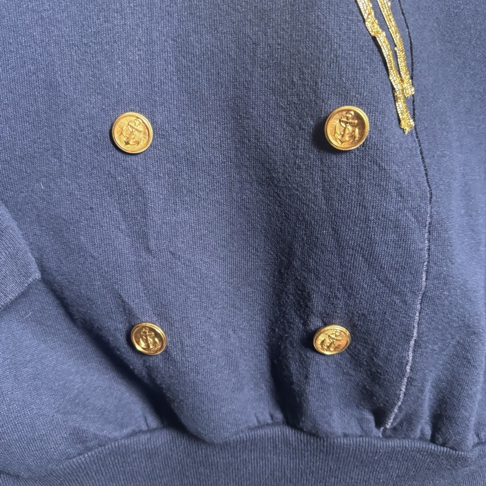 Vtg 1980s HALLOWEEN COSTUME XL Navy Blue Sailor Nautical Sweatshirt Crewneck - Picture 12 of 16